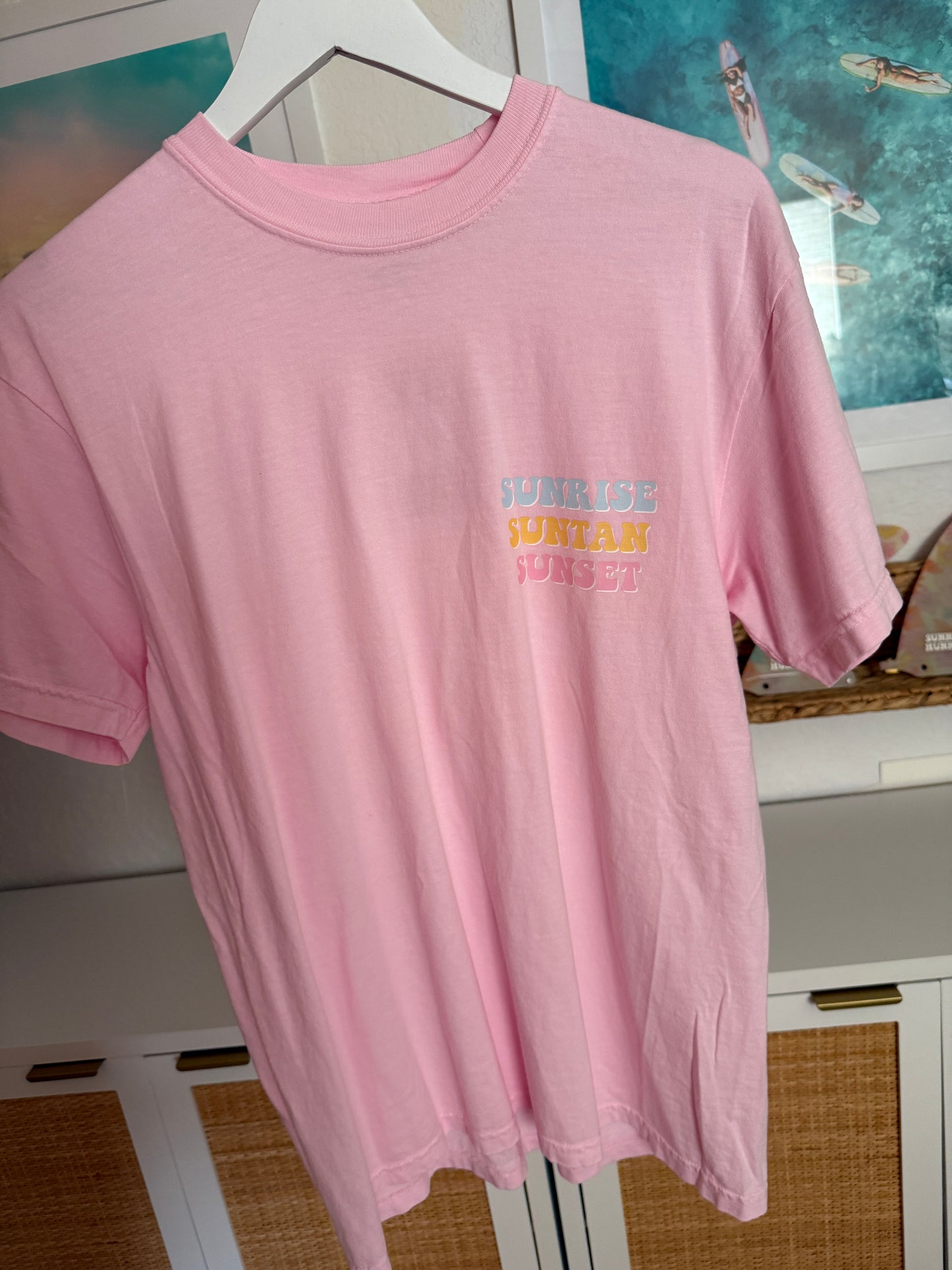 Sunrise Suntan Sunset tee - size medium