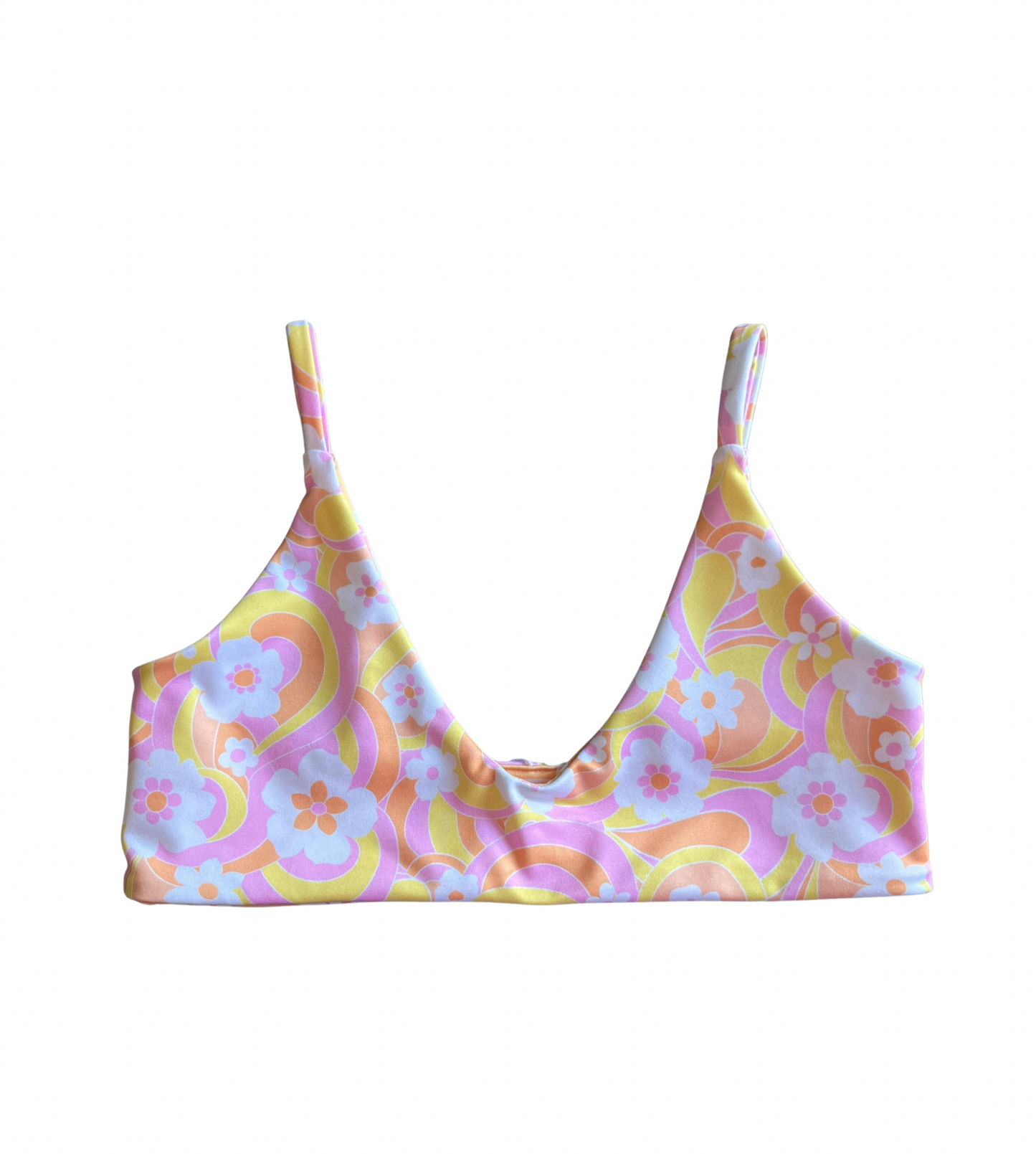 Nassau top (Small) - Malibu Peach & Mango Palm Checkers