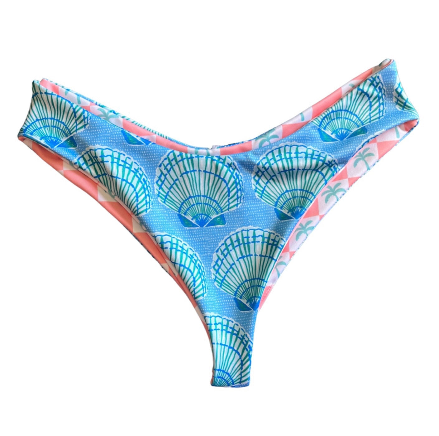 Waimea bottom (XS) - Mint Shells & Miami Palm Checkers