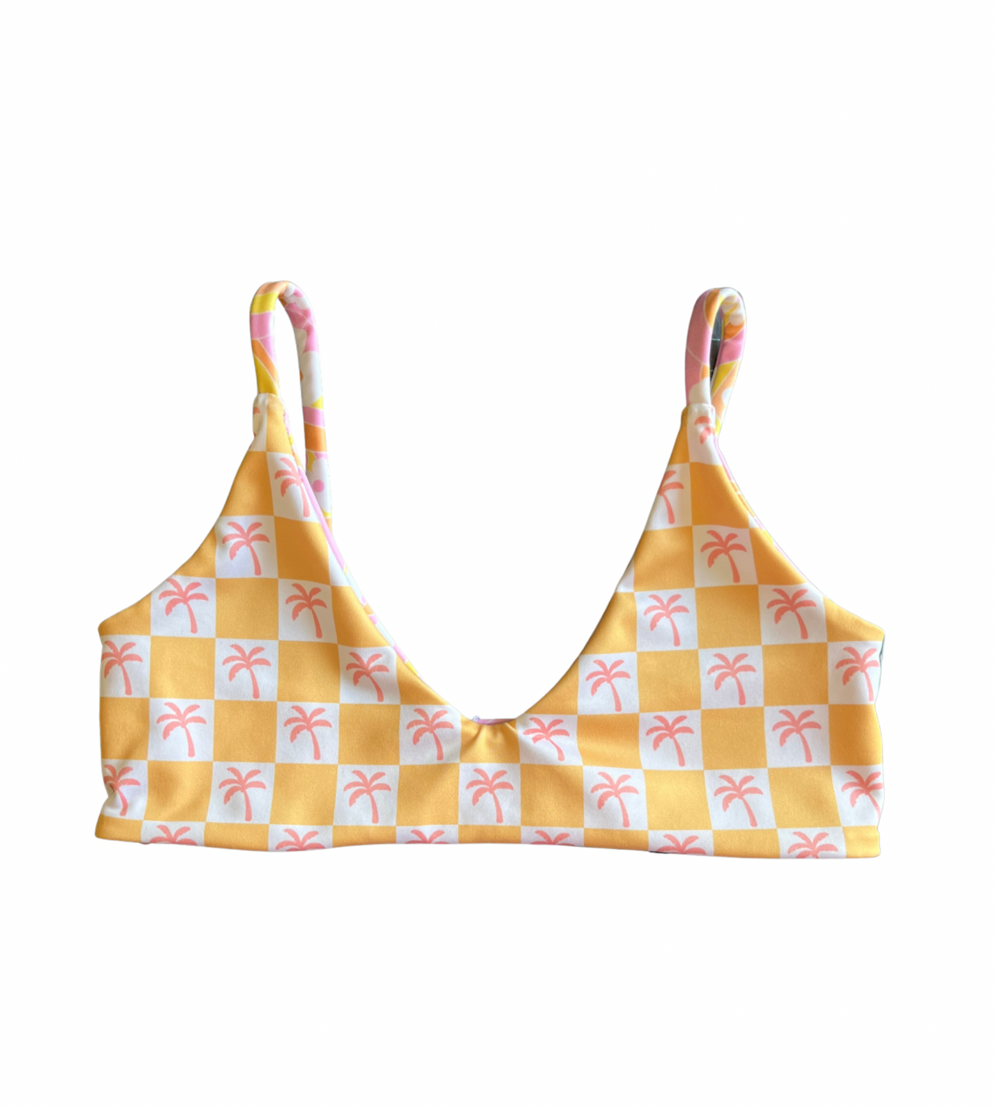 Nassau top (Small) - Malibu Peach & Mango Palm Checkers
