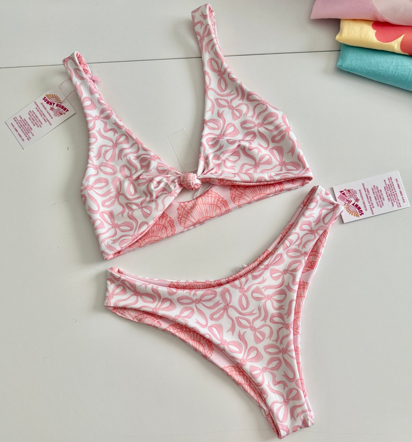 Small bikini set - Peach Shells & Ballet Bows