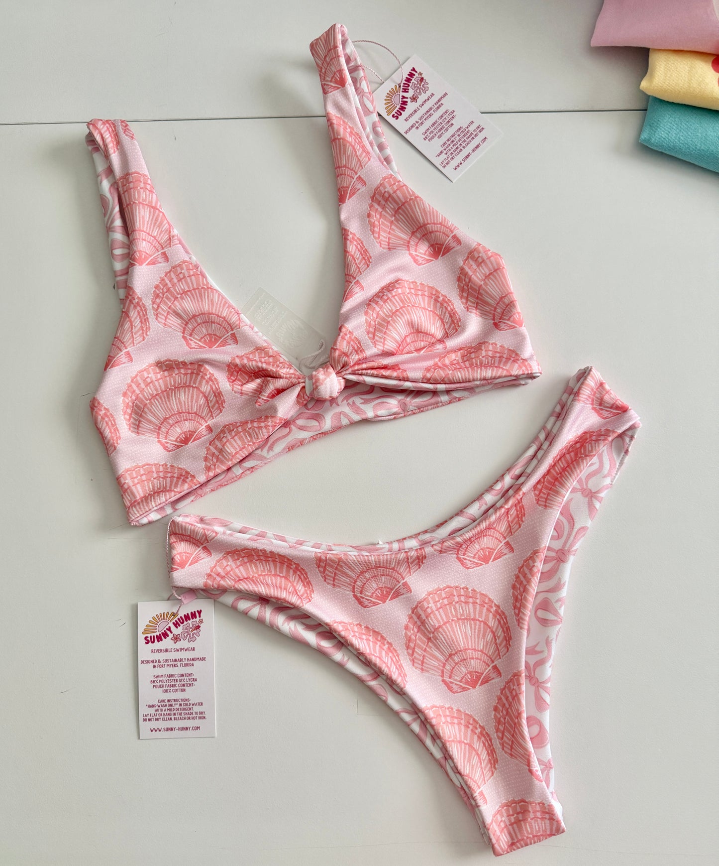 Small bikini set - Peach Shells & Ballet Bows