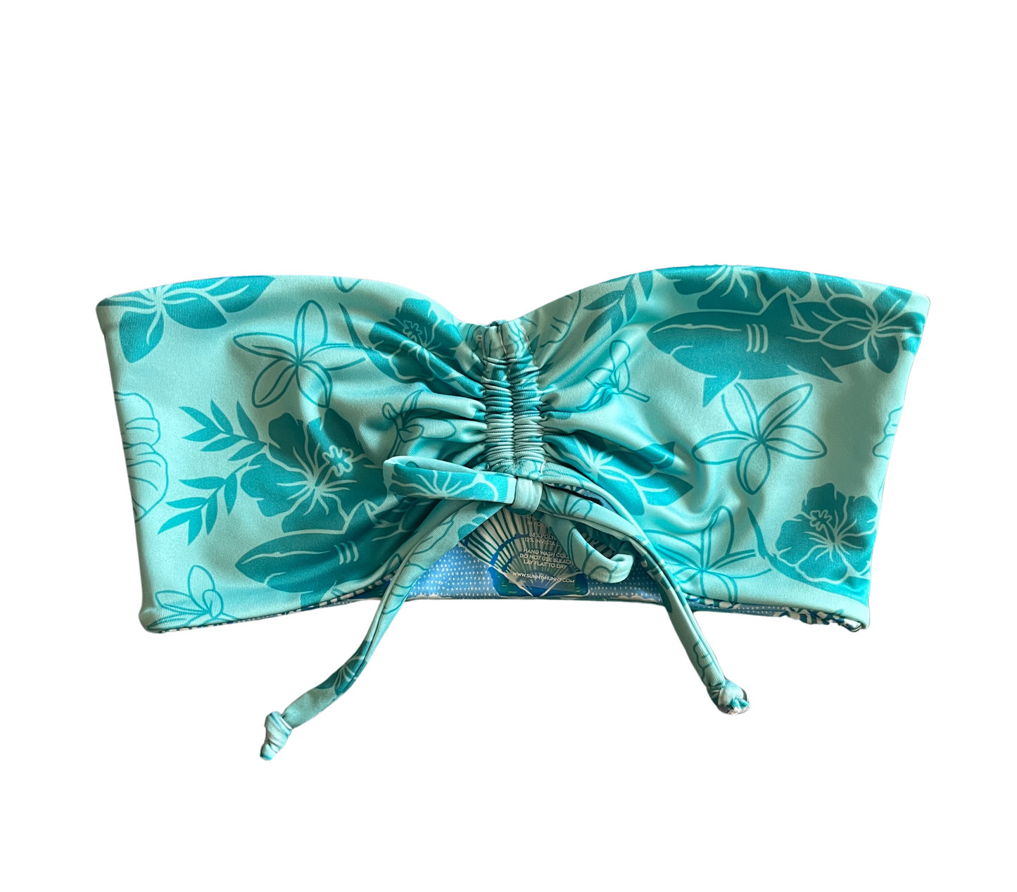 Antigua top (XS) - original Teal Shark Floral & Mint Shells