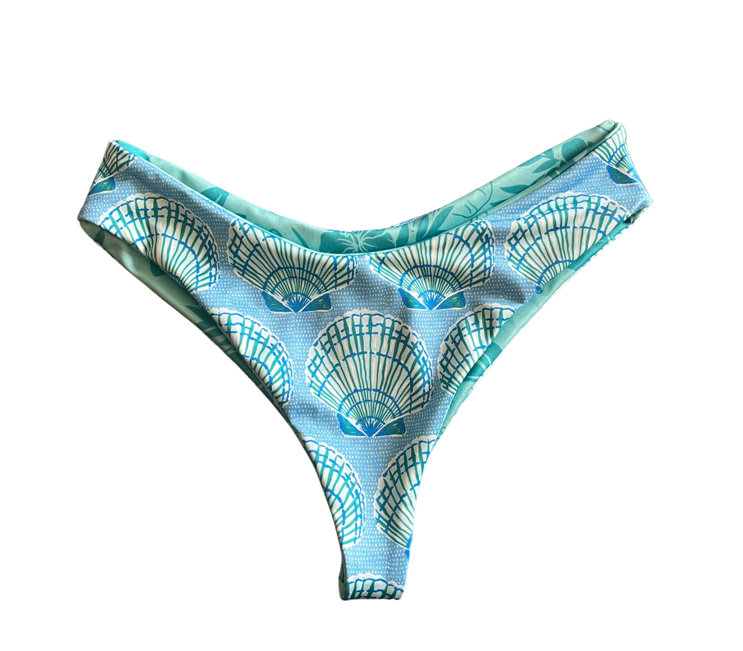Waimea bottom (XS) - original Teal Shark Floral & Mint Shells